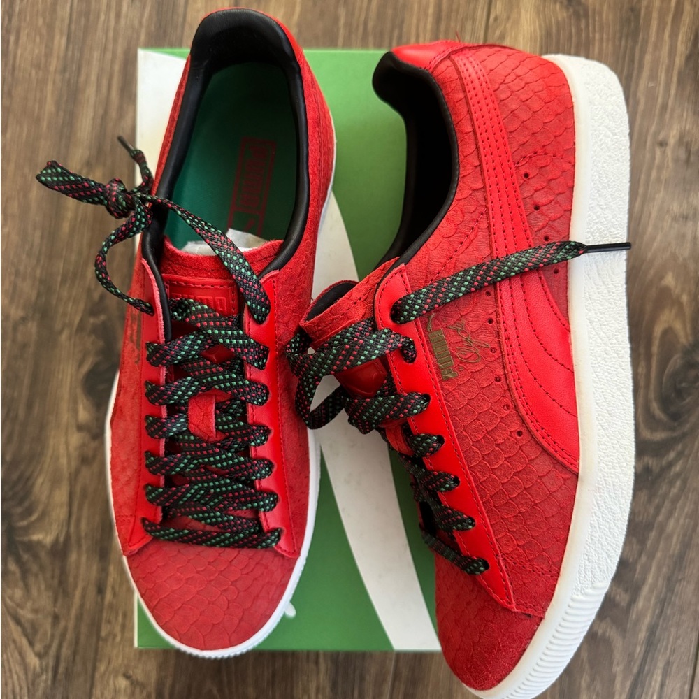 New With Box Puma Clyde GCC High Risk Red Snakeskin Size 7 Men’s 362631-02